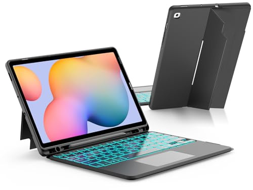 JUQITECH Funda con Teclado Trackpad para Samsung Galaxy Tab S6 Lite de 10.4 Pulgadas 2024/2022/2020, SM-P620/P625/P610/P613/P615/P619, Funda Protectora para Tablet con Teclado táctil inalámbrico