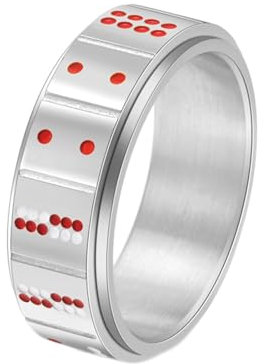 Promise Ring Silber, Freundschaftsringe Dünn Würfelspinner aus Titan Stahl Größe 57 (18.1)