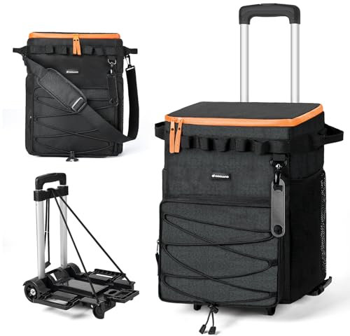 Odoland Kühltasche groß 48 can Rollkühler Picknicktasche mit Rädern und Griff Auslaufsicher & Wasserdicht Thermotasche für Essen & Getränke Isoliertasche für Picknick Strand Camping Terrasse Reisen