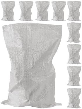 30Pcs Strong Woven Rubble Builder White Rubbish Bags 40 X 60 CM Sacks - Builders Garden Waste Bag - Heavy Duty Polypropylene PP DIY White Jumbo Sack