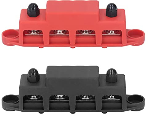 Yctze 250 Amp Sammelschiene Verteilerblock 48V DC Busbar, 2 Stück Stromverteilerblock M8-Schraube, 4-polige Sammelschiene für Auto und Boot