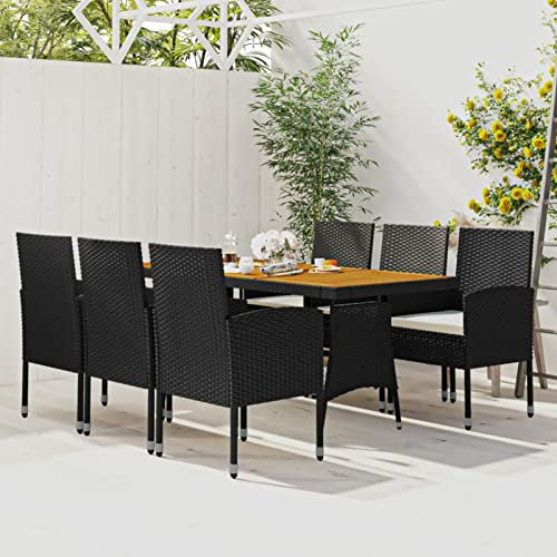 Festnight Gartenmöbel Set mit 6 Gartenstuhl Polyrattan Sitzgruppe Gartenmöbel Set 6 Personen Garten Essgruppe 6 Personen Gartengarnitur Rattan Sitzgarnitur Schwarz#23