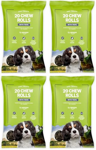 by Amazon - Friandises pour Chiens - 20 Rouleaux mâcher avec tripes, 200 g (Lot de 4)
