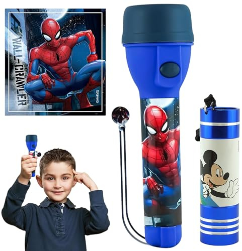 SRV Hub Lot de 2 lampes de poche LED pour enfants, super lumineuses 9 LED, en aluminium, design résistant à l'eau, grande lampe de poche en plastique, fonctionne à piles, veilleuse d'urgence avec