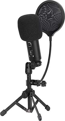 ZWYUAN Microphone Kit, Condenser Microphone USB Drive-Free Cardioid Condenser Microphone Adjustable with Stand for Desktop Laptop for Computer