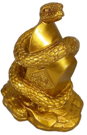 DECHOUS Resin Schlange Statue Retro Tier Figurine Für Home Decor Große Goldene Schlangen Skulptur Einzigartiges Harz Deko Für Schreibtisch Und Wohnzimmer