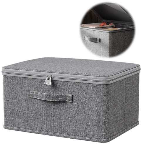 Chingcoo Scatola richiudibile per medicinali, 30 x 20 x 14 cm scatola medica con lucchetto a combinazione, contenitore pieghevole con coperchio, organizer per armadio da camera da letto