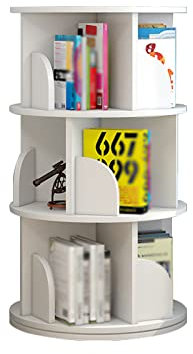 Kinderregal, drehbar, vom Boden bis zur Decke, 360 Grad drehbar, Bücherregal, weiß, kleines Bücherregal für Zuhause, 40 x 98 cm