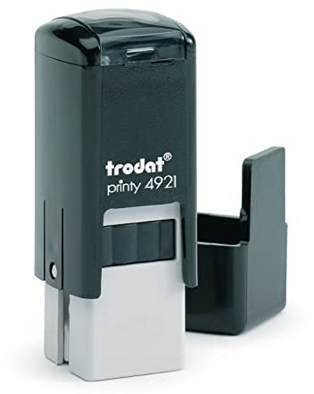 Mister Timbri Timbro Autoinchiostrante Trodat 12x12 mm Quadrato Personalizzabile - 3 Righe di Testo, Ecologico e Ideale per Dati Aziendali o Firma