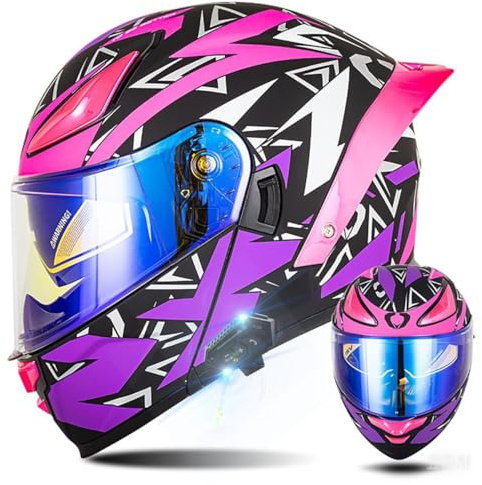 Intercom-Bluetooth Motorradhelm Motorrad Klapphelm mit Doppelter Sonnenblende, Modularer Helm Männer Frauen Integralhelm, Integrierter Doppellautsprecher, ECE Geprüfter S-XXL