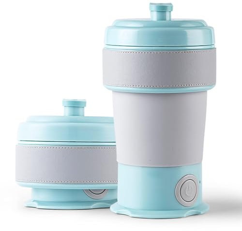 Bollitore elettrico pieghevole, bollitori da viaggio elettrici piccoli, mini bollitore in silicone da 450 ml, bollitore portatile, macchina per il tè e il caffè, bollitore da viaggio con base riscald