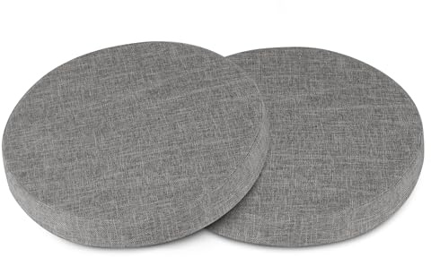 AddGrace Runde Sitzkissen für Esszimmerstühle 2er-Pack 40x40cm Hellgrau | Strukturiertes Kunstleinen, abnehmbarer Bezug für leichte Reinigung, rutschfest, für Esszimmer, Küche, Wohnzimmer
