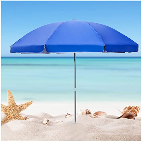 CRBUDY Parasol de Jardin 240 cm, imperméable, Protection UV, Fer, 8 Baleines, pour marché Fermier, Balcon, Jardin (Bleu)