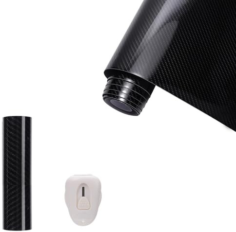 ‌Fjquamitix Carbon Fiber Vinyl Wrap Roll 6D High Gloss Self-Adhesive Bubble-Free Waterproof Film with Installation Tools Kit for Car Interior (150cm*10cm(1 knife))