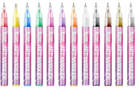 Set di penne per unghie in 12 colori, penna gel per unghie, strumenti | portatili per decorazione e disegno per bambini, per esercitarsi in salone, manicure, casa, donne
