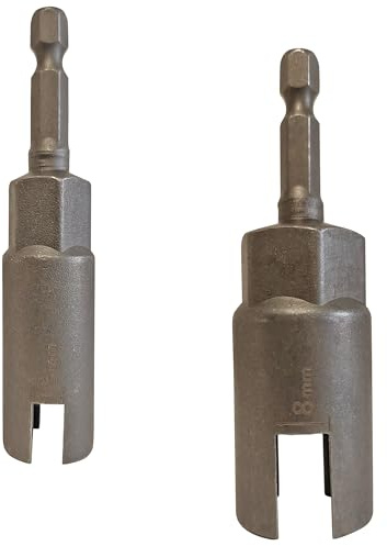 Allen Sockets 2 Pieces Slot Width 5 and 8 mm Cr-V Steel 1/4 Inch Hex Shank Drive 80 mm Long for Impact Driver Electric Screwdriver Fastening Screw-in Hooks, Cup Hooks M3 to M8.5, and Butterfly Nuts