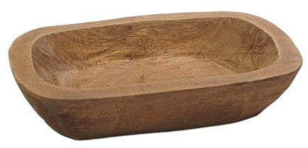 JISADER Bandeja de Almacenamiento de Madera Maciza para amasar, Cuenco Decorativo rústico para Manualidades, Ideal para el Comedor, Cocina y decoración