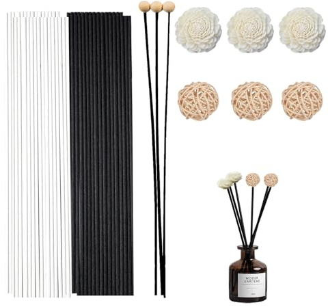 100 Schwarze Duftstäbchen Nachfüllpack Mit Dekorationsset Als Rattanstäbchen Für Raumduft Und Stäbchen Für Raumduft In 11.8 Zoll Für Effektive Duftverbreitung Im Home Office Hotel Und Spa