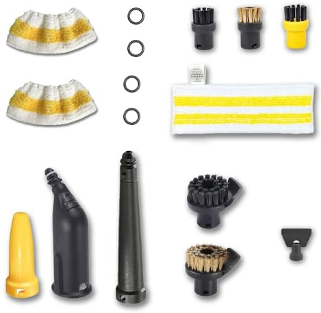 16 accesorios para limpiador de vapor Kärcher SC1 SC2 SC3 SC4 SC5, boquilla alargada, boquilla curvada, cepillo redondo, boquilla para juntas, paño de microfibra para cierre de bayoneta original