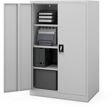 Jan Nowak Aktenschrank Büroschrank Metall, abschließbar, 140 x 60 x 90 cm | Dokumentenschrank, Ordnerschrank und Metallschrank für 40 Ordner, 3 verstellbare Böden je 50 kg, 2 Schlüssel