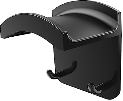 YROHGKPN Support mural pour casque d'écoute, support mural, pour écouteurs de jeu, écouteurs et câbles, support autocollant, espace de rangement amovible, accessoires pour écouteurs, noir