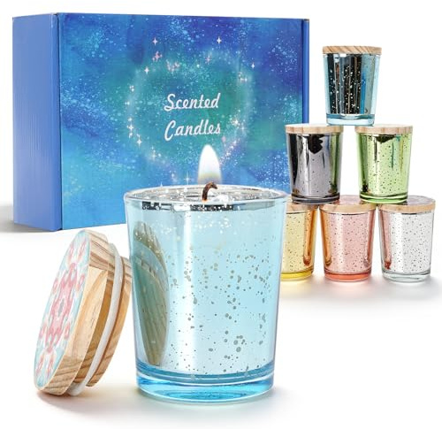 6PCS Duftkerzen im Glas,Duftkerzen Set Raum Scented Candle ausNaturlichem Sojawachs,ideal als Geschenke fur Frauen, mama, FrauValentinstag oder Muttertag duftkerzen geschenkset