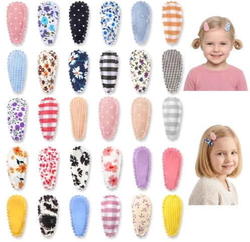 GEEHUA 30PCS Baby Hair Clips, Floral Print Snap Hairpins for Girls