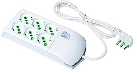 Fanton Multipresa FIDO 3+3 prese bipasso italo/tedesche 2P+T 16A cavo 1,5 m. 3G1 H05VV-F