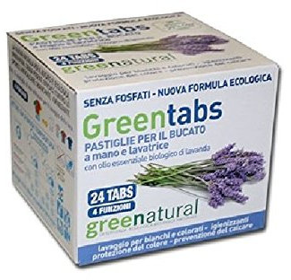 Green Natural Greentabs Pasticche per il Bucato a Mano e Lavatrice 24 Unità - 200 g