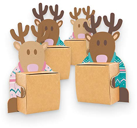 itenga Rentierbande Geschenk Deko Geldgeschenk Weihnachten 4x Figuren mit Geschenkboxen zum Füllen