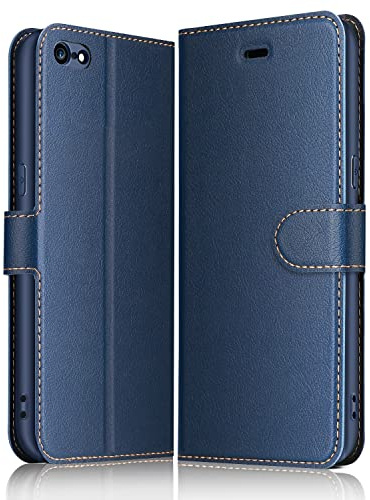 ELESNOW Hülle für iPhone 6 / 6S, PU Leder Klappbar Wallet Handyhülle Schutzhülle Tasche mit Kartenfach, Standfunktion, Magnetisch für Apple iPhone 6 / 6S Hüllen (Blau)