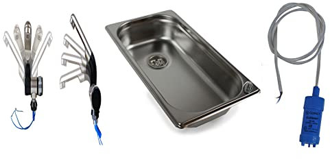Edelstahl Spülbecken Camping Spüle Waschbecken + Ablauf 325x176x65 mm + 12V Automatikwasserhahn Barwig Chrom/Schwarz + 12V Tauchpumpe 10L/min. (ad-ideen)