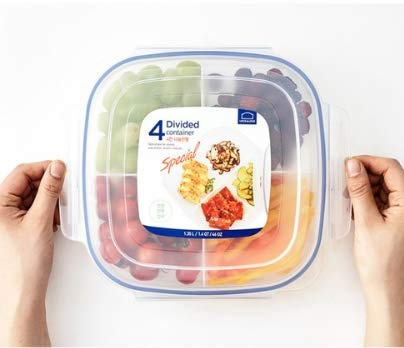Lock & Lock Frischhaltedosen aus Kunststoff – 3er Vorratsdosenset – quadratisch – Lunchbox mit Deckel und Trennfach – 1,35 l