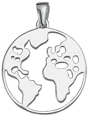 Vinani Anhänger Erdkreis Weltkarte Globus glänzend 925 Sterling Silber 2AKW-EZ