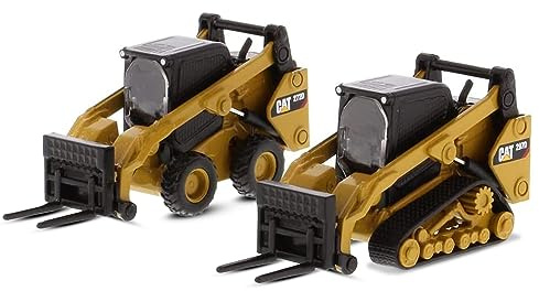 Diecast Masters 1:64 Scale Caterpillar 272D2 Skid Steer Loader & 297D2 Compact Track Attachment Accessories, Play Collect Series Collectible Cat Trucks Construction Equipment, Model 85693