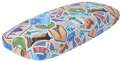Paule & Knopf Cooles Brillenetui TRAVEL mit Metallscharnier und griffigem Bezug mit Reise Design | Briefmarken