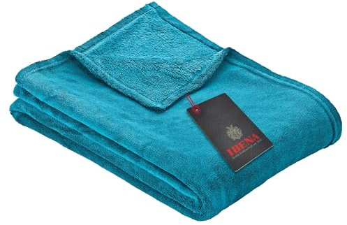 Ibena Kuscheldecke Olbia 150x200 cm - flauschig, warm & waschbar, Fleecedecke Petrol einfarbig