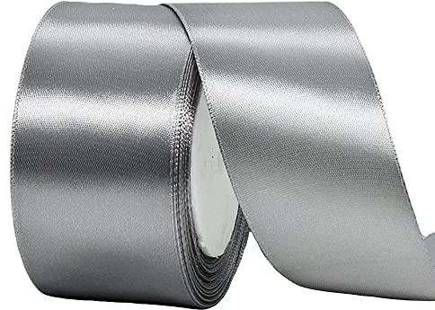 22m Satinband Geschenkband Silber 50mm Breit,Auto Seidenband Silber Dick Schleifenband Satin Dekoband Geschenkverpackung Deko Band Stoffband für Halloween Weihnachten Hochzeit Taufe Geburtstag