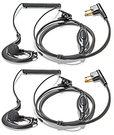 HYS Funkgeräte Headset mit Mikrofon PTT G-Form Security Kopfhörer Kompatibel mit Motorola DP1400 CP040 CP88 GP300 Hyera Minland G15/G18 2-pin Walkie Talkie(2er Pack)