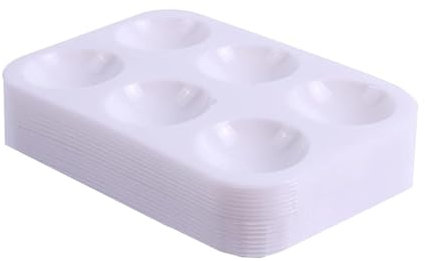 12 Stück Mischpalette Palette für Künstler Wasserfarben Acryl und Öl Malerei 6 Gitter 1x Palette, Weiss, klein (Rechteckig - 12 STK)