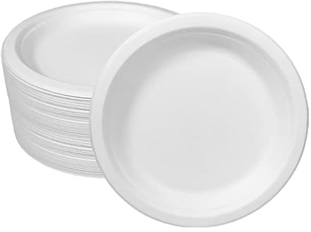 Ecorigin Platos desechables y ecológicos de caña de azúcar. Pack de 200 Unidades y 15 cm. Compostables y biodegradables.