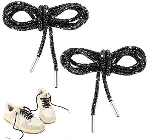 Yolev 1 Par Cordones de Diamantes de Imitación Correa de Purpurina Intercambiable Cordones Zapatillas Cordón con Capucha Cordones Redondos Zapatos para Correr Accesorio de Ropa con Capucha de 120cm
