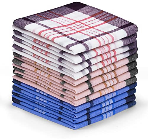Aomig Taschentücher Herren, 12 Stück Baumwolle Stofftaschentücher Set, Traditionelle Taschentücher Stoff Herren Handkerchief, 36cm x 36cm