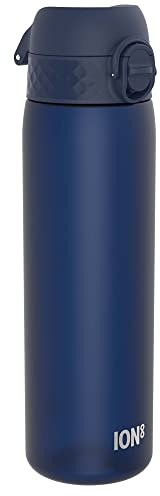 ion8 Botella Agua, 500ml, a Prueba de Fugas, Fácil de Abrir, Cerradura Segura, Apta para Lavavajillas, Sin BPA, Asa de Transporte, Fácil de Limpiar, Neutro en Carbono, Azul Marino
