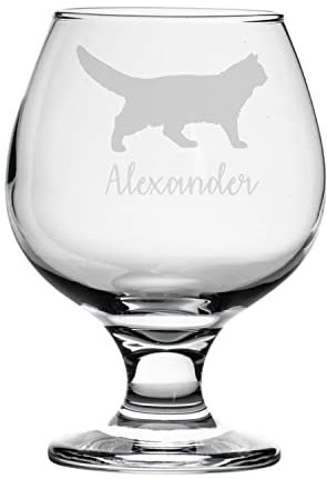 Personalised Norwegian Forest Cat Engraved Brandy Snifter Glass, Animal Gift for Women, Gift for Men (Norwegian Forest Cat)