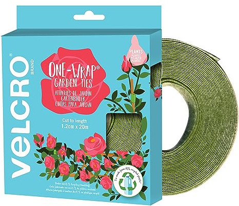 Velcro Brand ONE-WRAP Ruban auto-agrippant de jardin, Vert 120mm x 20m | Doux pour les plantes et résistants aux intempéries, idéaux pour arbres et arbustes, alternative à la ficelle de jardin