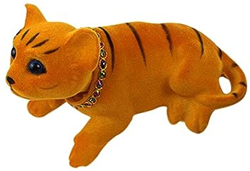 Bothyi Car Decoration Nodding Cat Ornament Creative Decorative Animal Cute Nodding Head Kitty Interior Accessories for Desk Vehicle Tabletop Office, Yellow