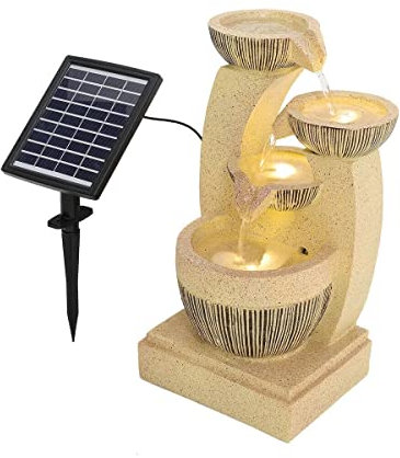 Fontana da giardino esterna Fontana a cascata a LED solare Fontana a cascata Giardino esterno Statue in poliresina Decor Cascate da pavimento Fontane per cortile domestico Decoration