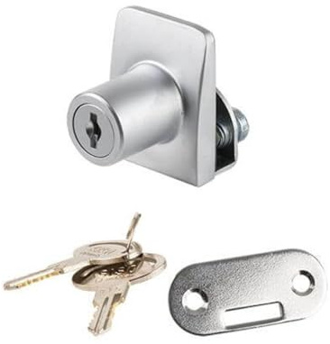 Gedotec Serrure de porte en verre argenté mat pour portes en verre à 1 ou 2 battants I Ferrures de porte en verre pour porte en verre d'épaisseur 4-6 mm carré I Serrure de vitrine de haute qualité I