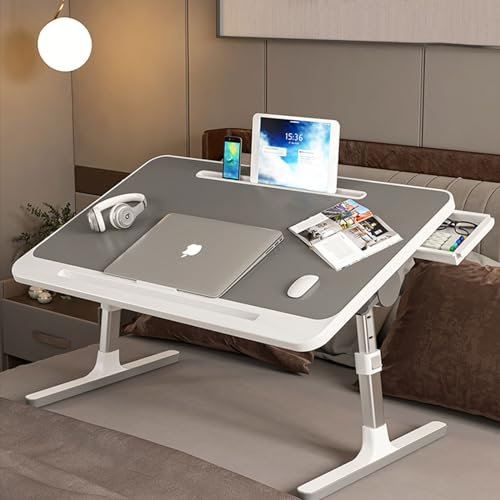 Yidlkecqey Gaming Tisch，Überbetttisch,Tabletttisch,Höhenverstellbarer Schreibtisch，Laptoptisch Fürs Bett,Kindertisch,Kinderschreibtisch,Betttablett，Klapptisch zum Essen,Arbeiten,Schreiben,Malen